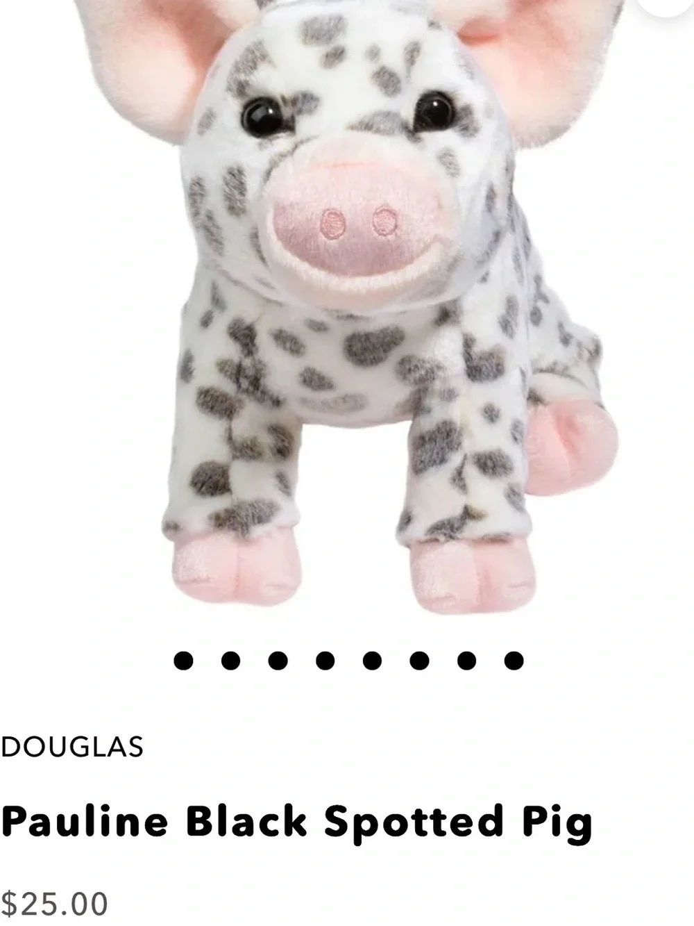 Douglas Plush Spotted Piglet Toy - White & Pink
